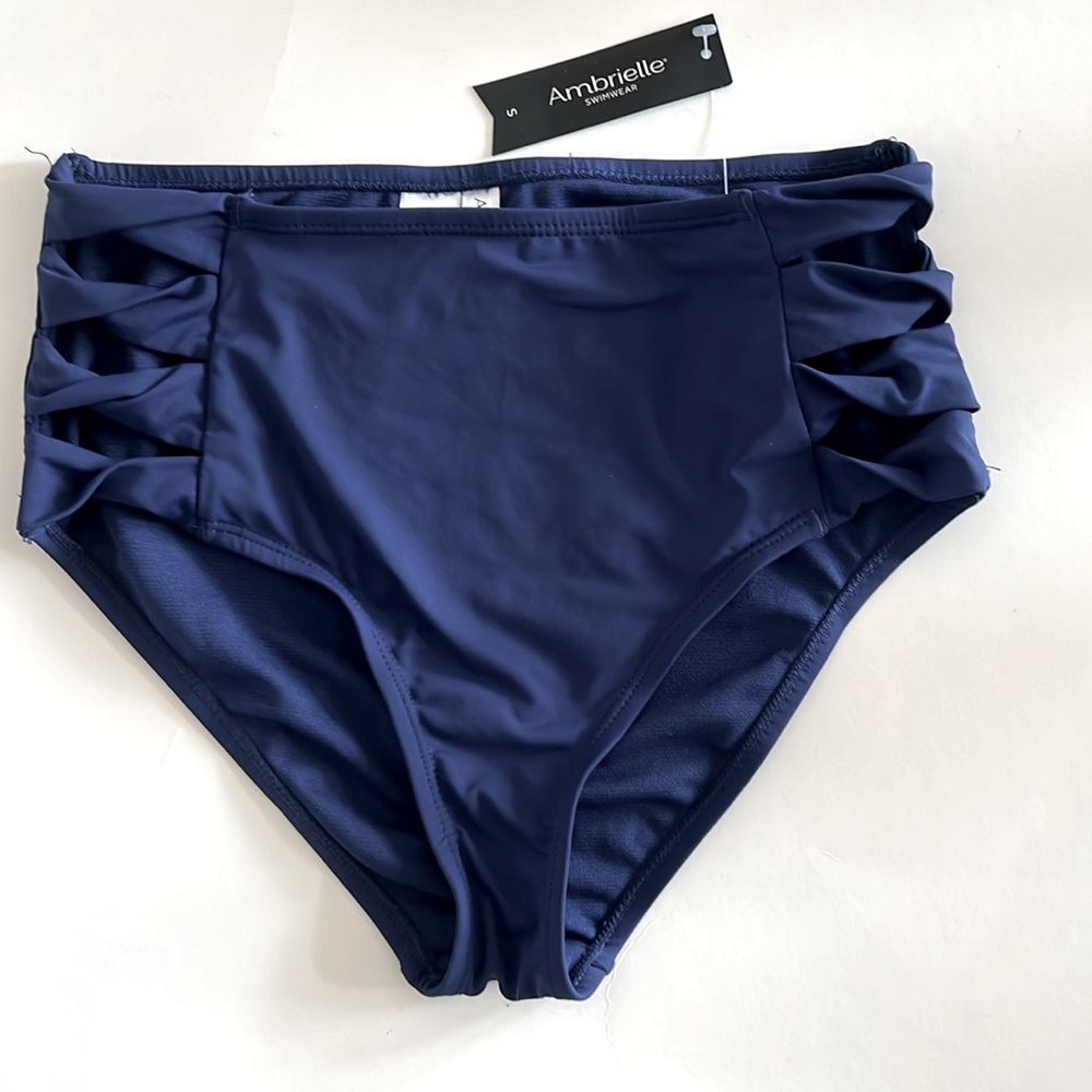 Ambrielle High Waisted Blue Bikini Bottoms Small‎